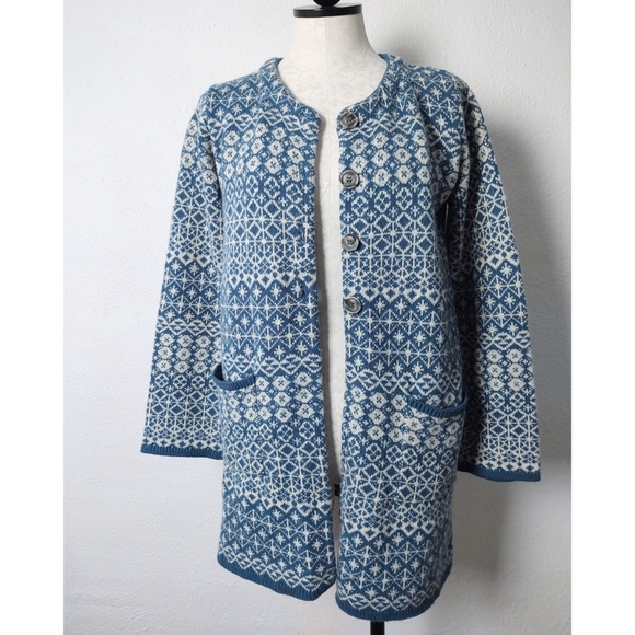 Graniph Japan Lady F Knit Long Cardigan Sweater Size Medium - Picture 3 of 14